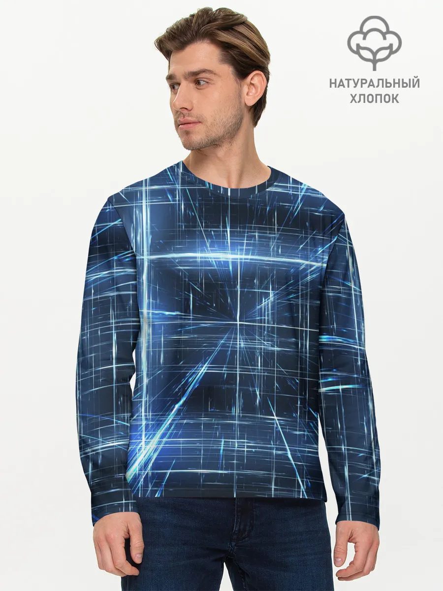Мужской лонгслив базовый / Линии неона