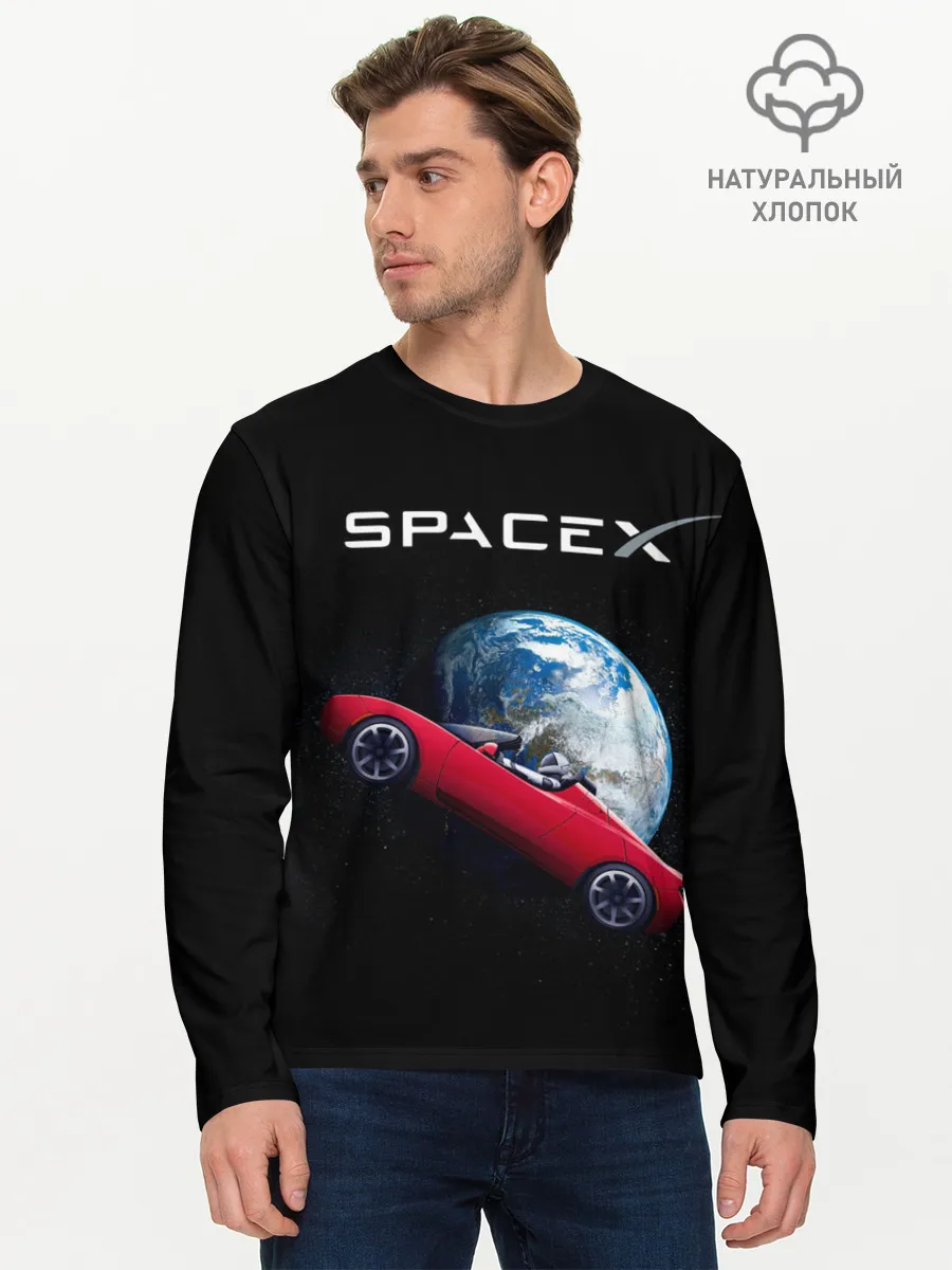 Мужской лонгслив базовый / Space X Zero gravity car