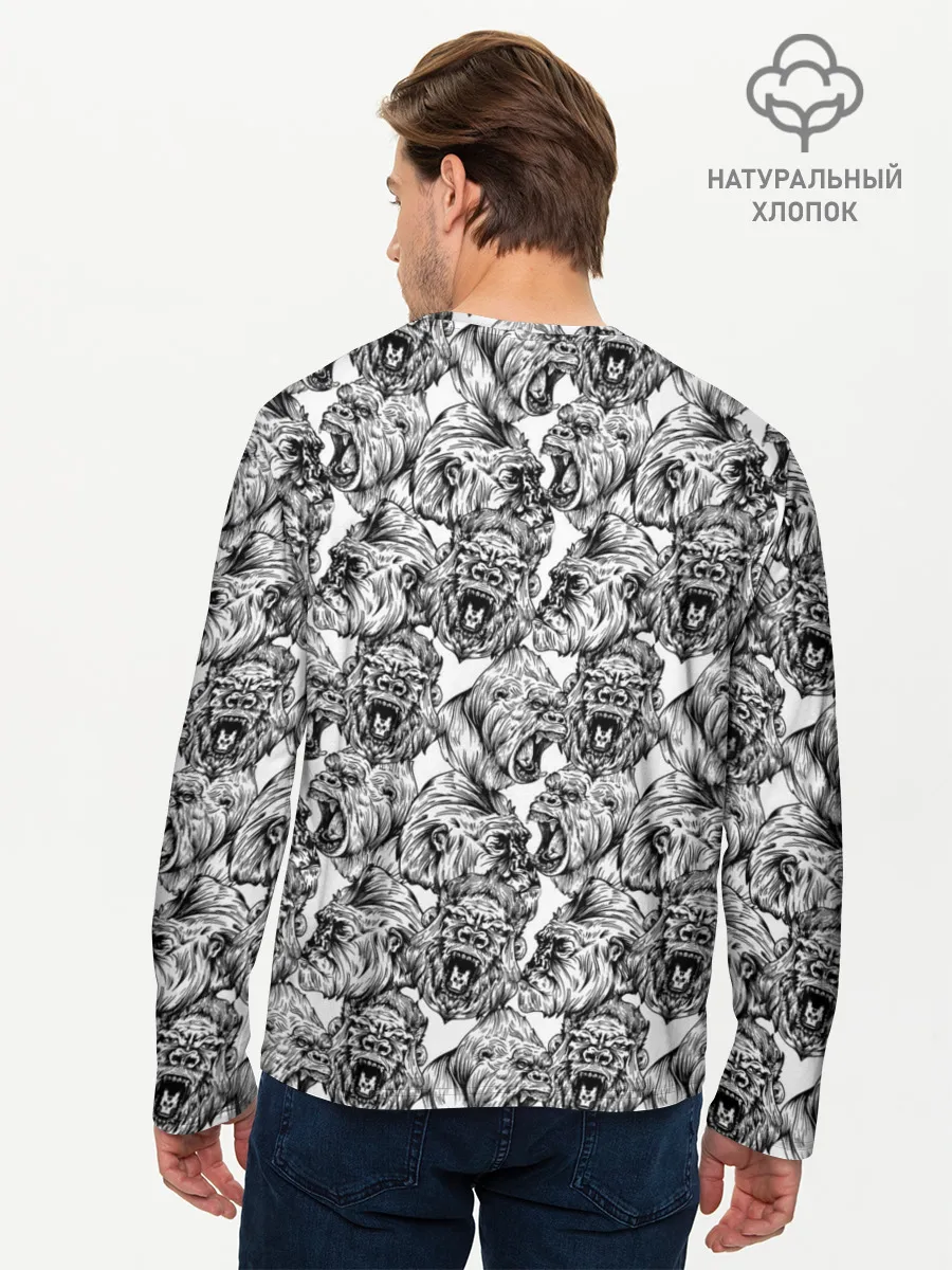 Мужской лонгслив базовый / Злые Гориллы - Паттерн