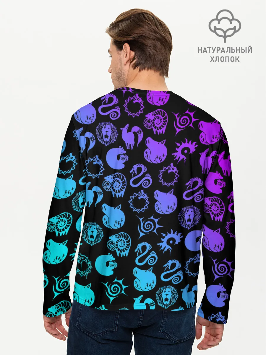 Мужской лонгслив базовый / 7 СМЕРТНЫХ ГРЕХОВ НЕОН ЭМБЛЕМЫ