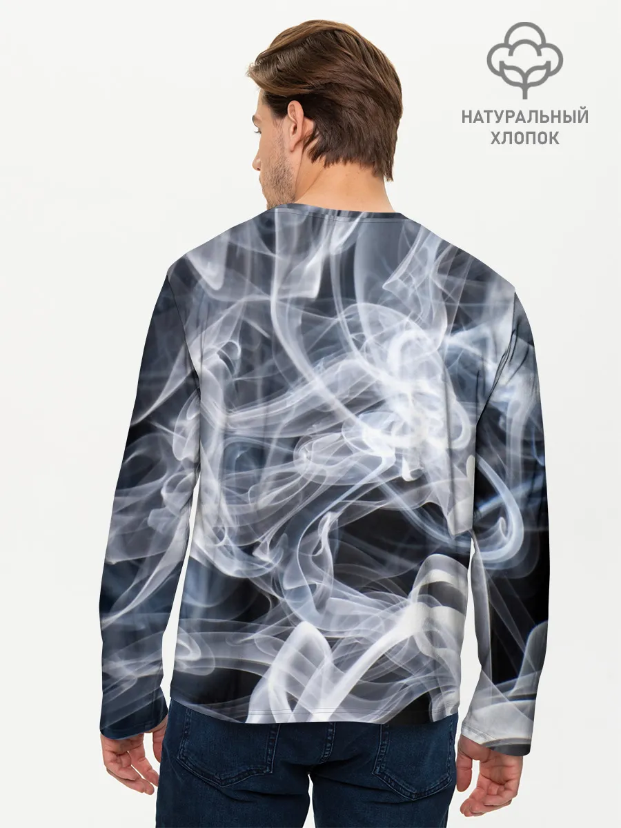 Мужской лонгслив базовый / Графика дыма