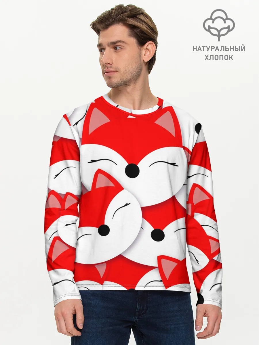Мужской лонгслив базовый / Лисёнок принт