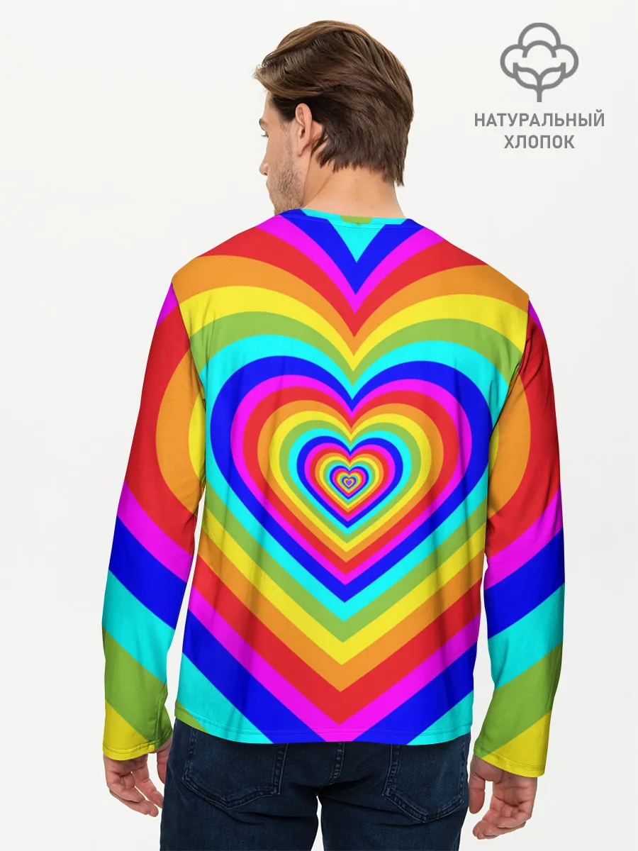 Мужской лонгслив базовый / Цветные сердца | Colored hearts