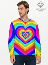 Мужской лонгслив базовый / Цветные сердца | Colored hearts