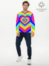 Мужской лонгслив базовый / Цветные сердца | Colored hearts