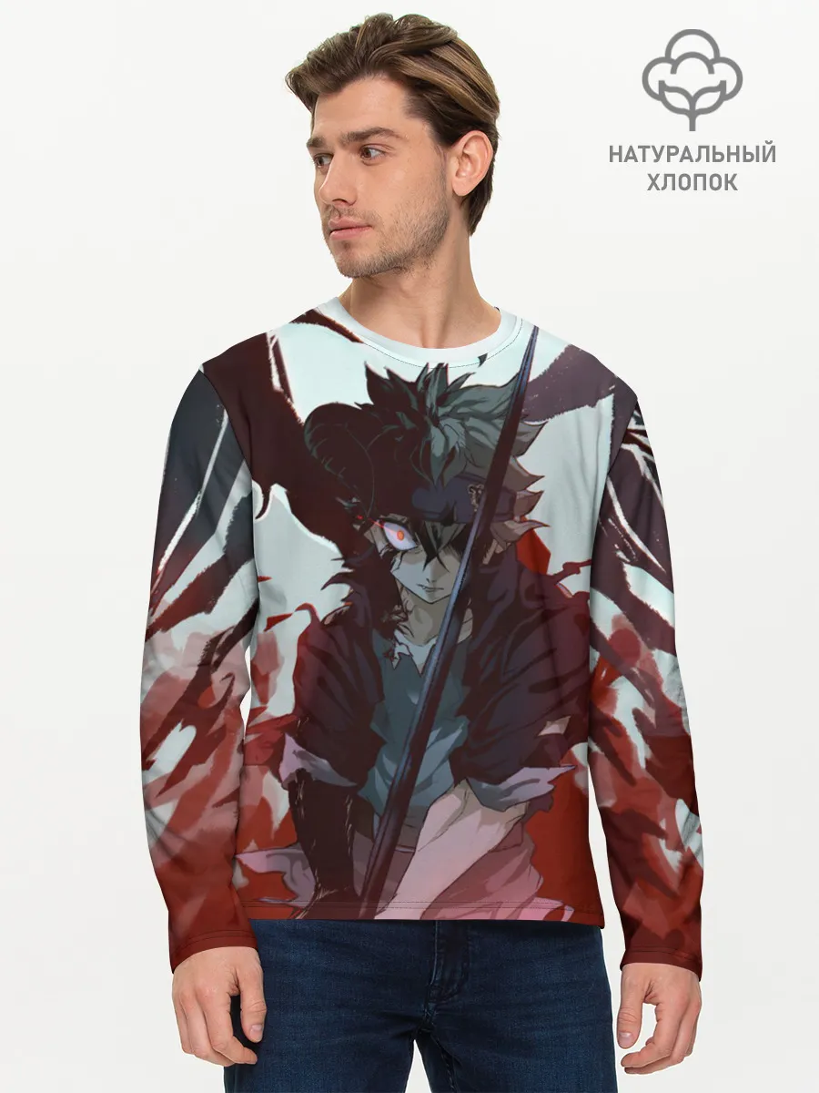 Мужской лонгслив базовый / Аста в режиме демона черный клевер