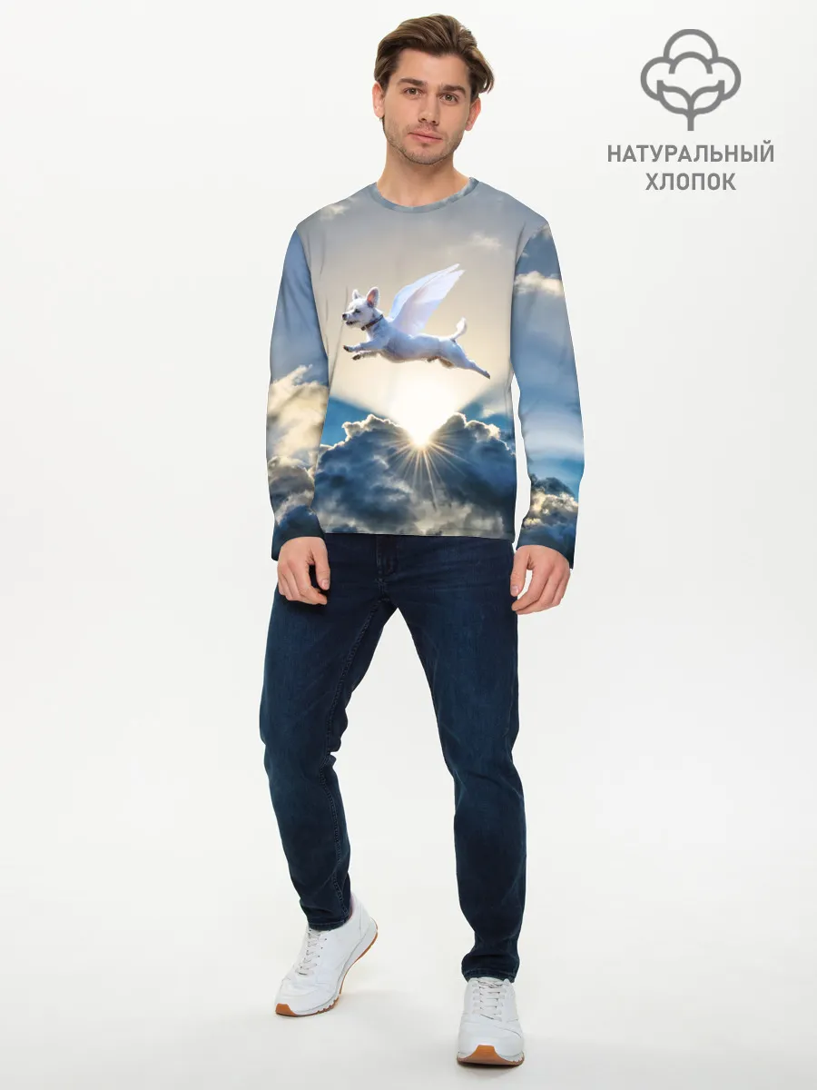 Мужской лонгслив базовый / Ангельский пес