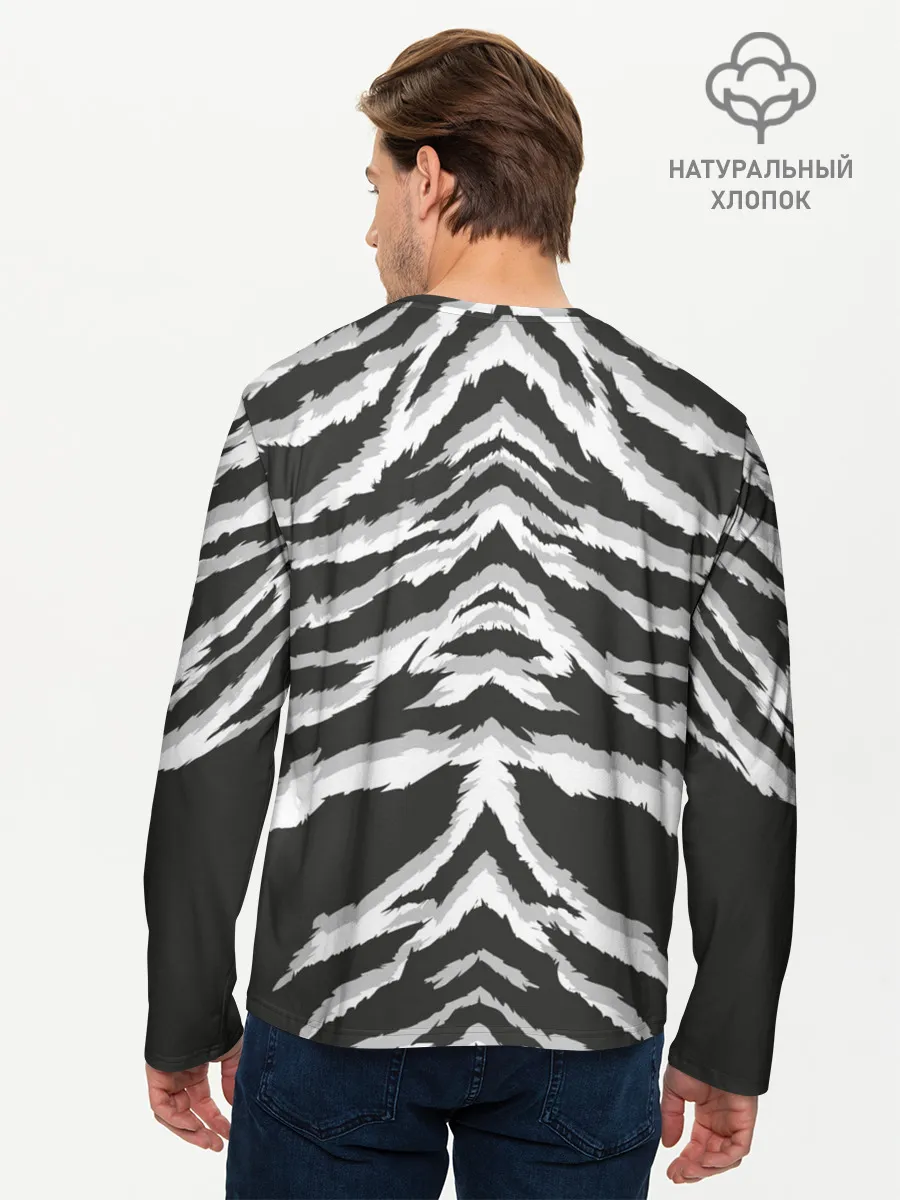 Мужской лонгслив базовый / Белая шкура тигра