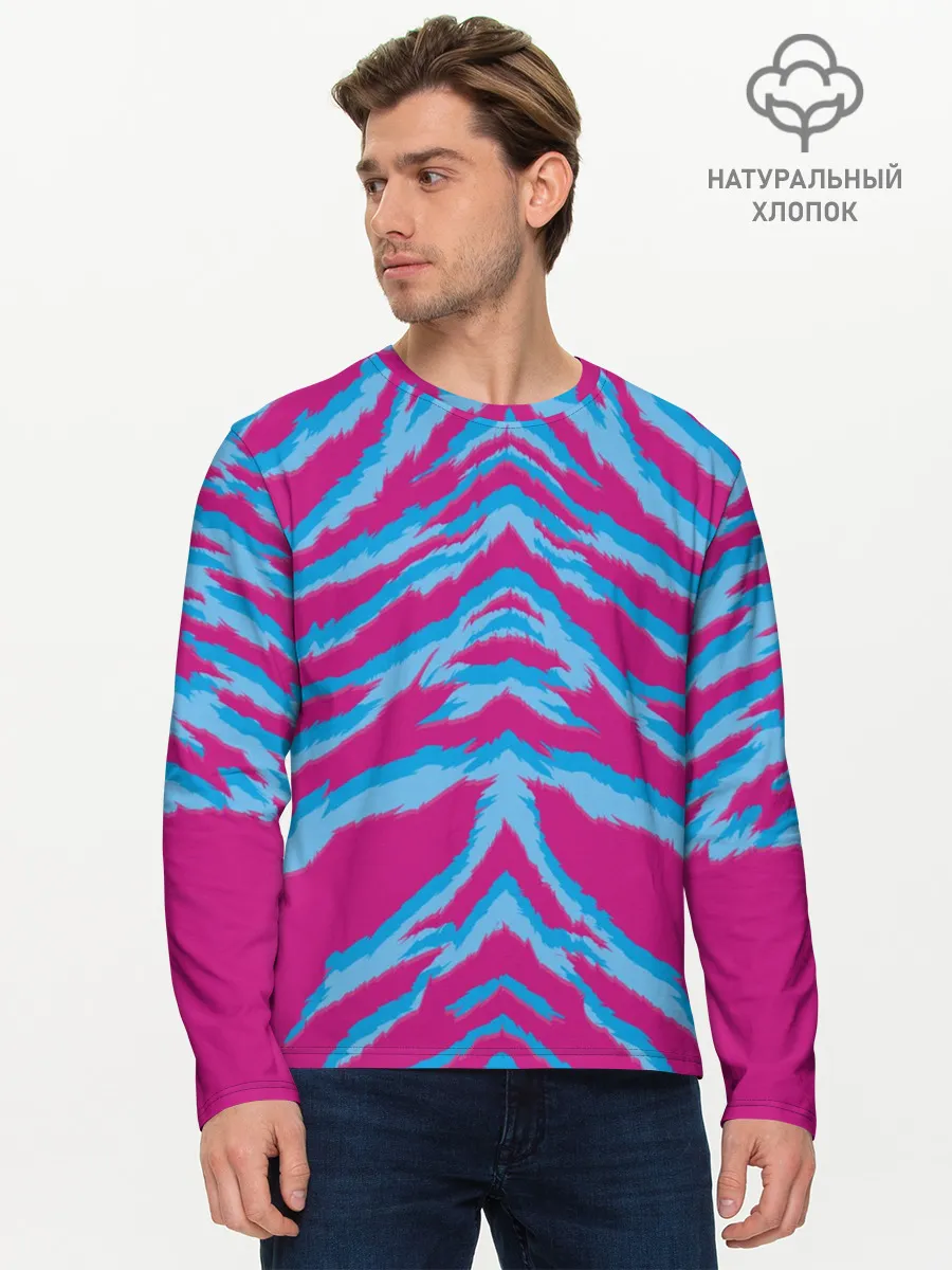 Мужской лонгслив базовый / Неоновая шкура тигра
