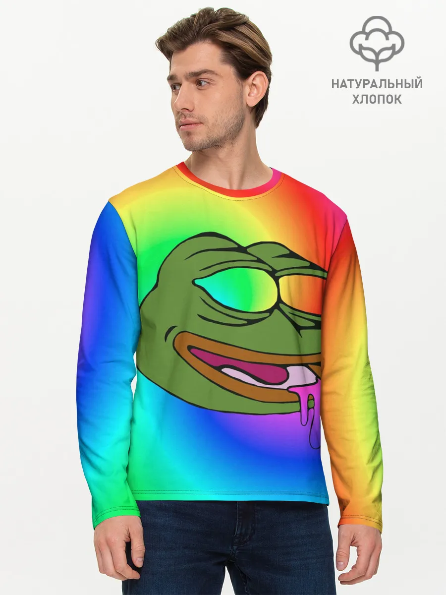 Мужской лонгслив базовый / Pepe rainbow