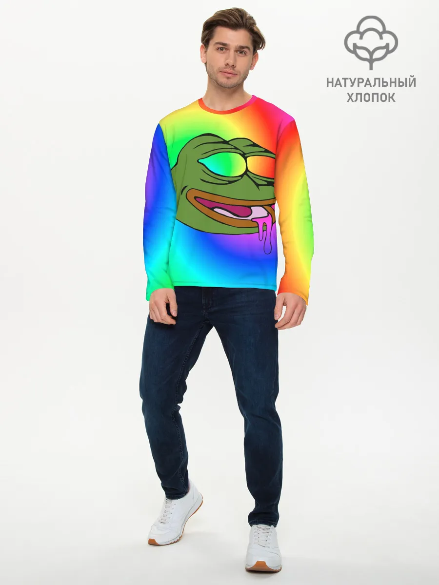 Мужской лонгслив базовый / Pepe rainbow