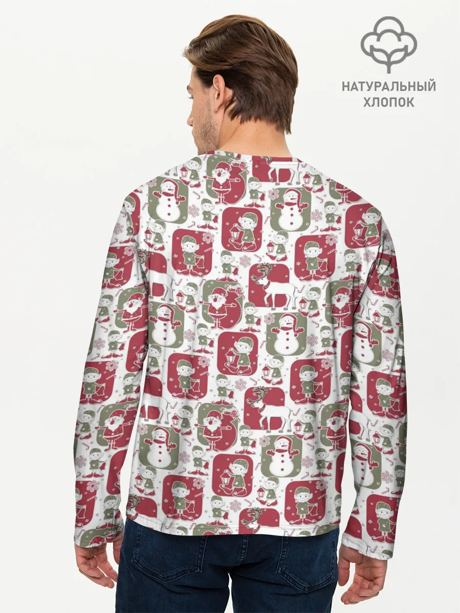 Мужской лонгслив базовый / Санта везёт подарки