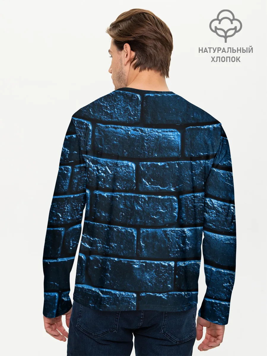 Мужской лонгслив базовый / Неоновая, кирпичная стена