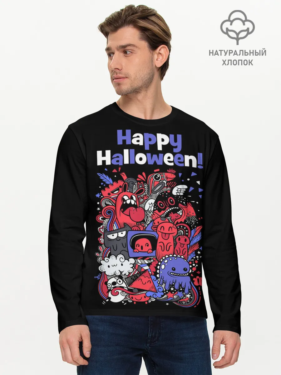 Мужской лонгслив базовый / Монстры на Хеллоуин