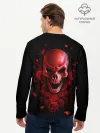 Мужской лонгслив базовый / Красный череп в кровавых розах