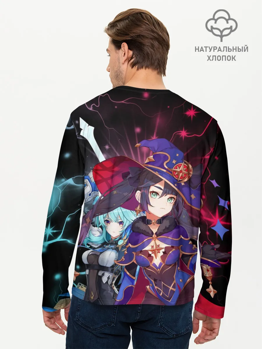 Мужской лонгслив базовый / Мона и Эола, Genshin Impact