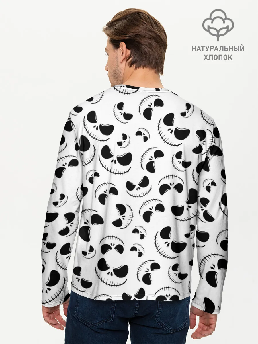 Мужской лонгслив базовый / Джек Скеллингтон паттерн лицо