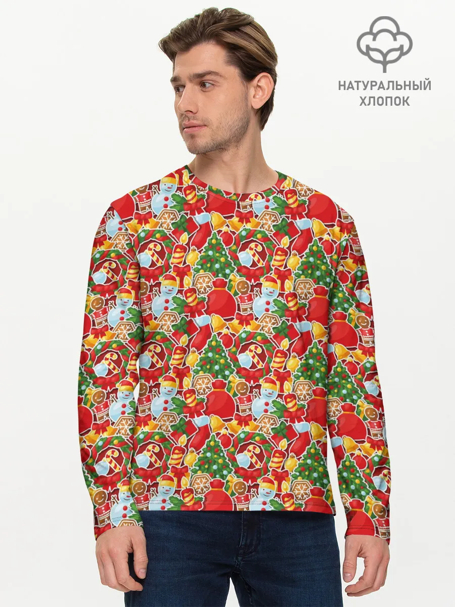 Мужской лонгслив базовый / Merry Christmas