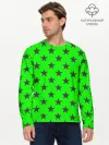 Мужской лонгслив базовый / звездный фон зеленый