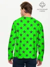 Мужской лонгслив базовый / звездный фон зеленый