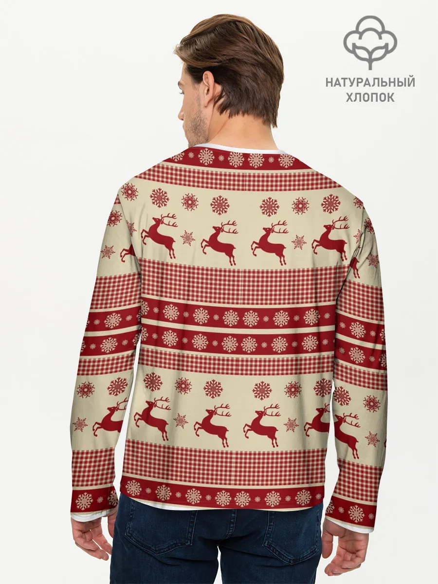 Мужской лонгслив базовый / Новогодние Олени!