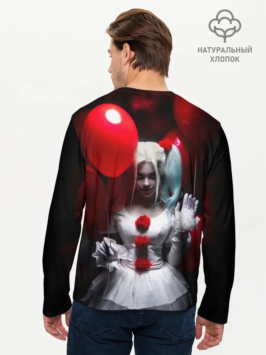 Мужской лонгслив базовый / Плохая девочка с красными шарами