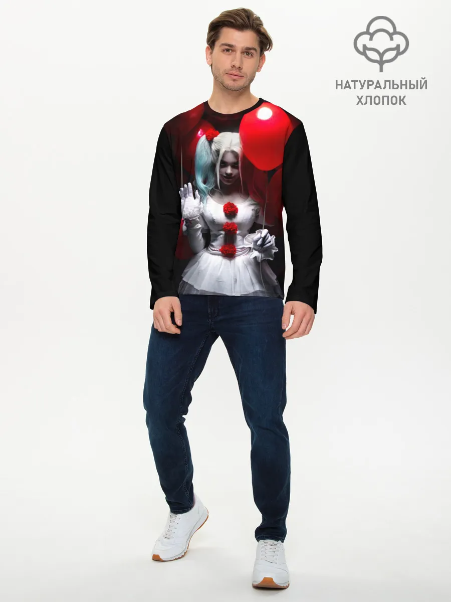 Мужской лонгслив базовый / Плохая девочка с красными шарами