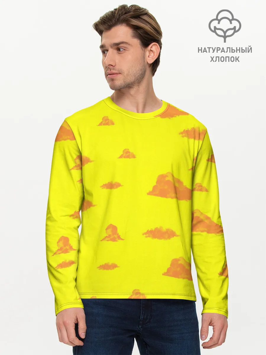 Мужской лонгслив базовый / Рыжие облака