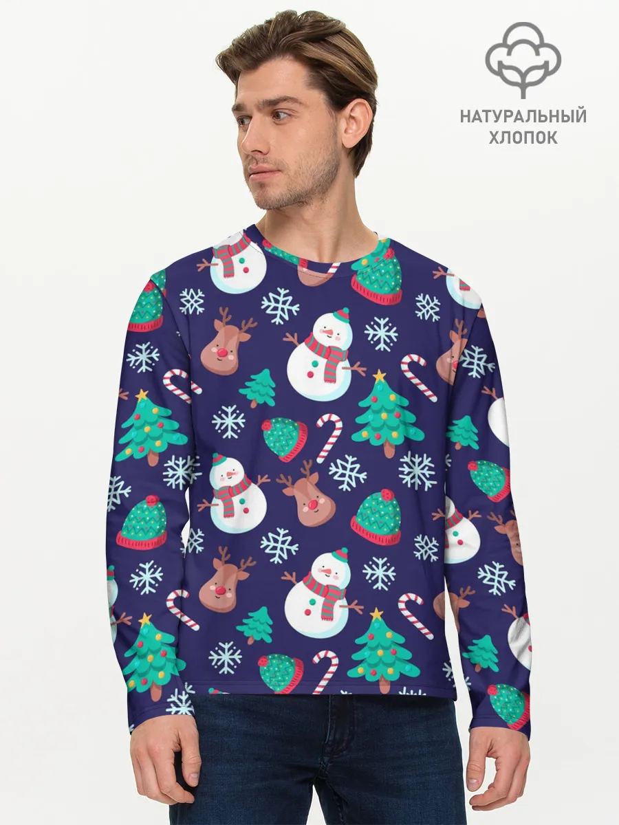 Мужской лонгслив базовый / Рождественский Паттерн!