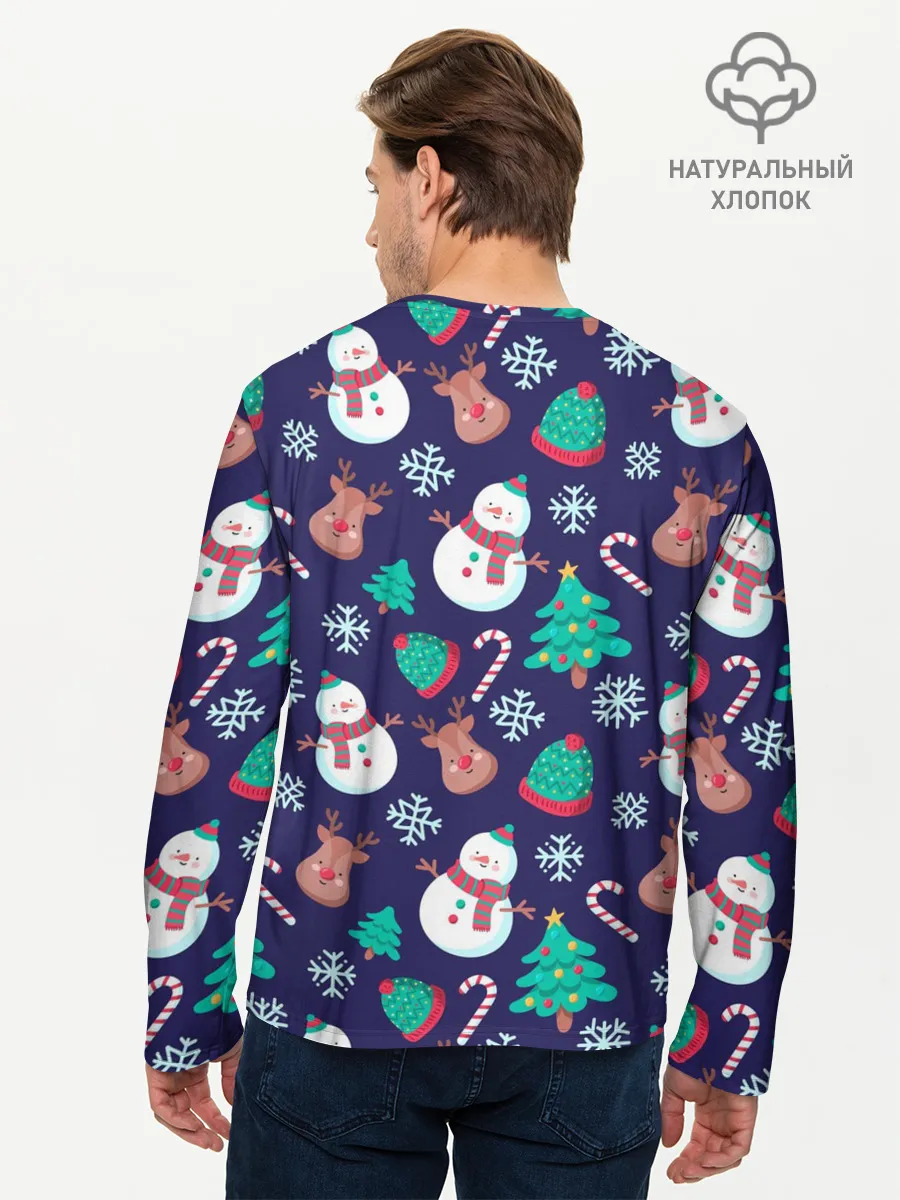 Мужской лонгслив базовый / Рождественский Паттерн!