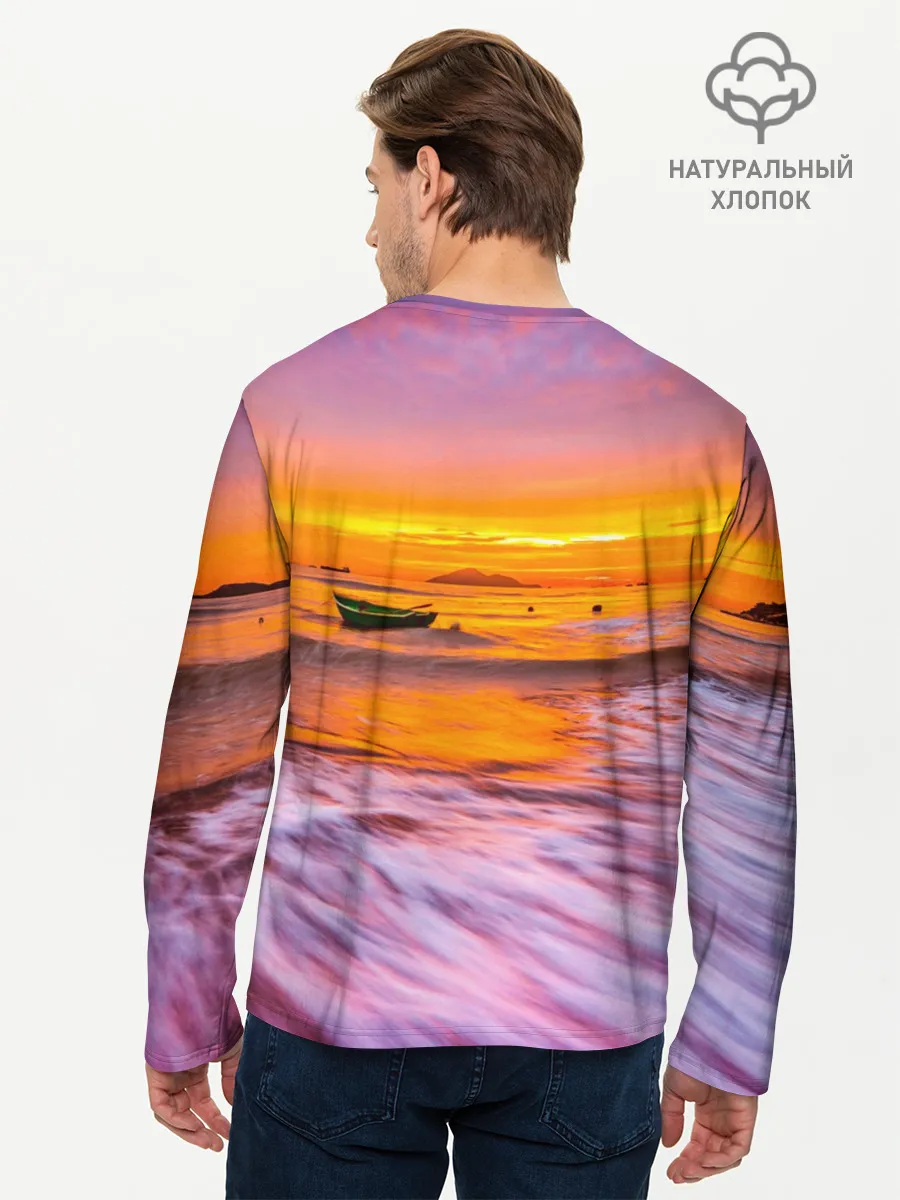Мужской лонгслив базовый / Закат на пляже
