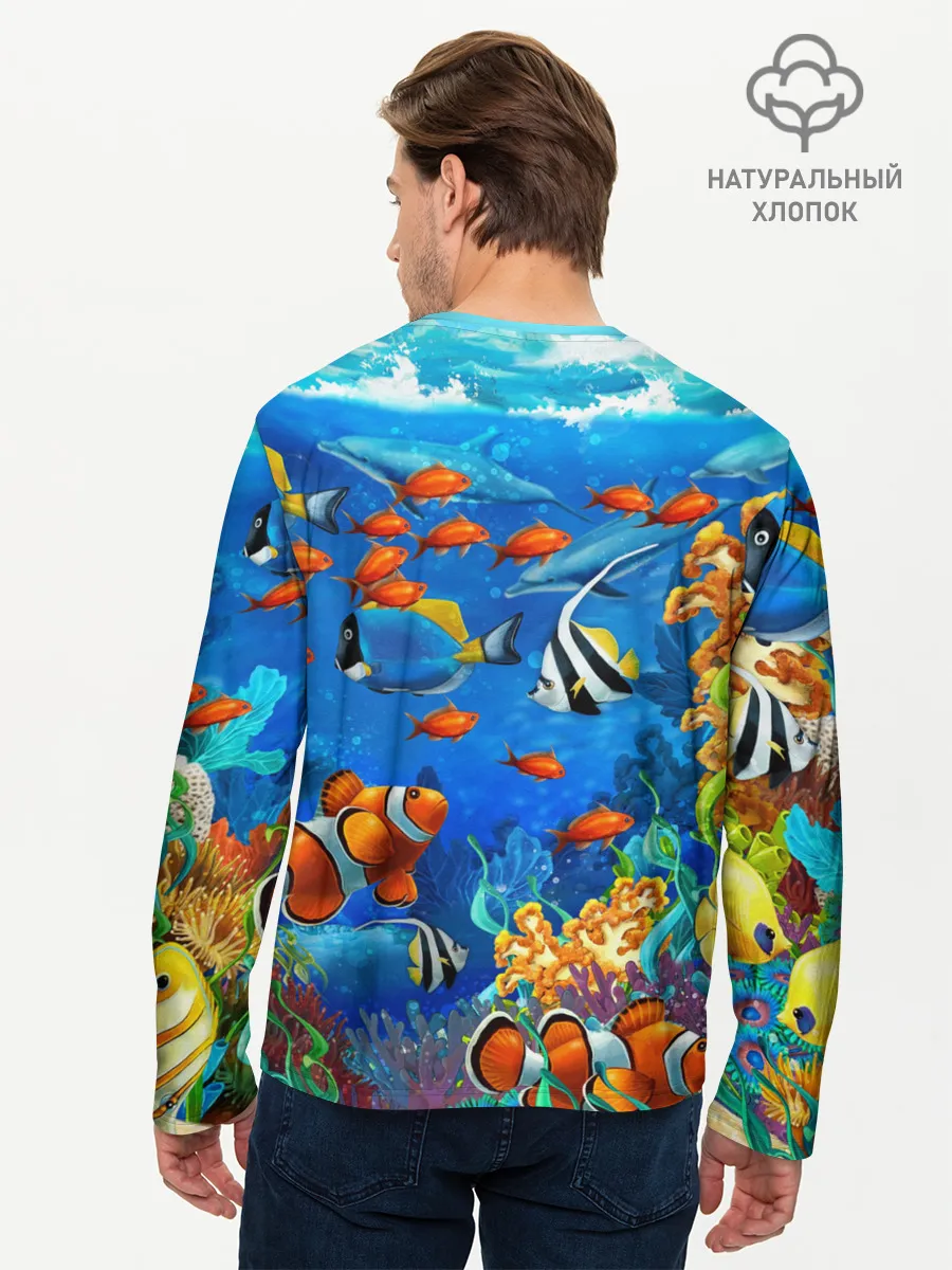 Мужской лонгслив базовый / Коралловые рыбки