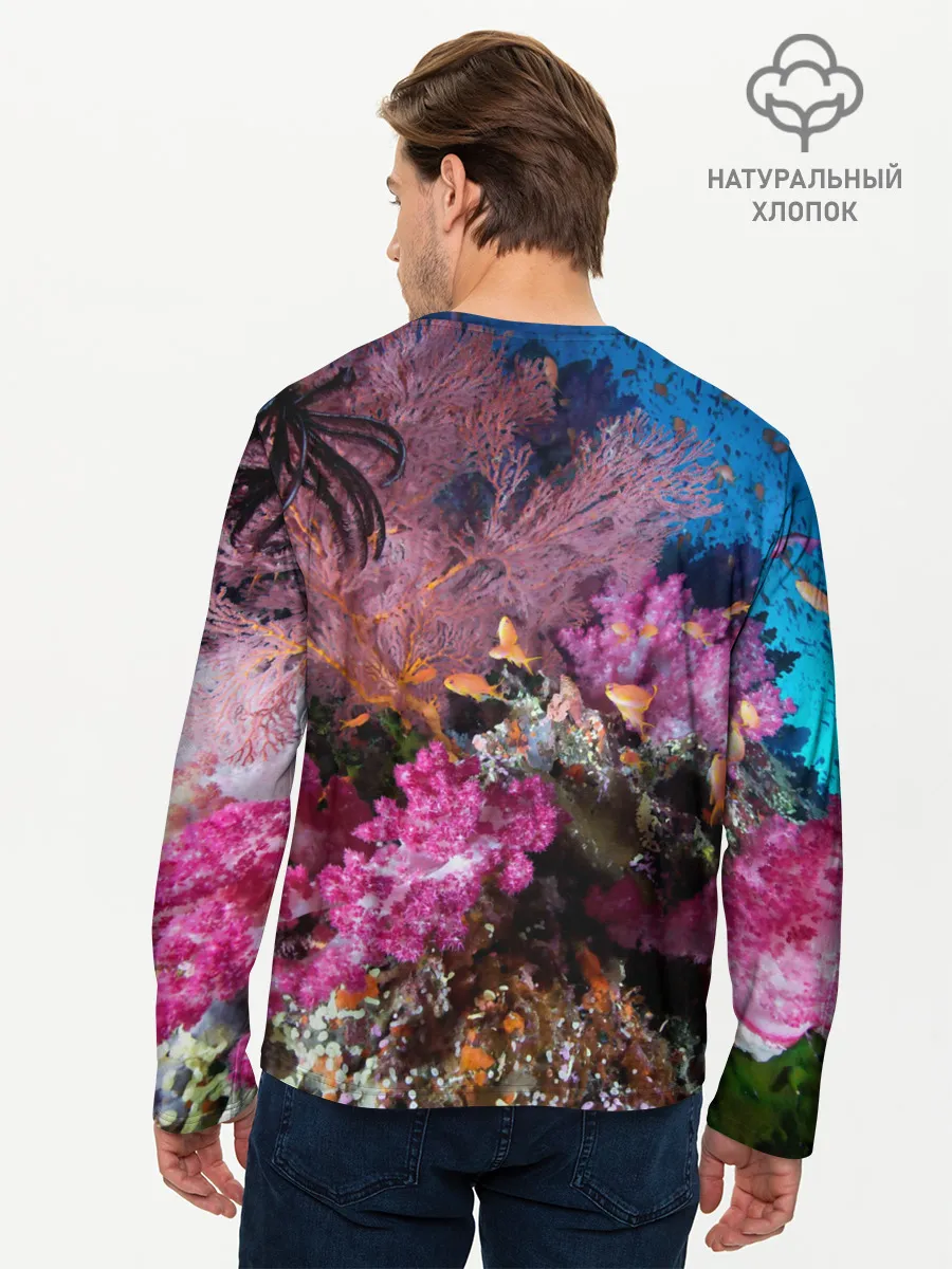 Мужской лонгслив базовый / Коралловые рыбки
