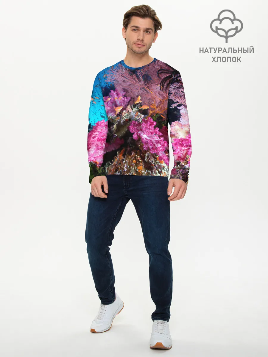 Мужской лонгслив базовый / Коралловые рыбки