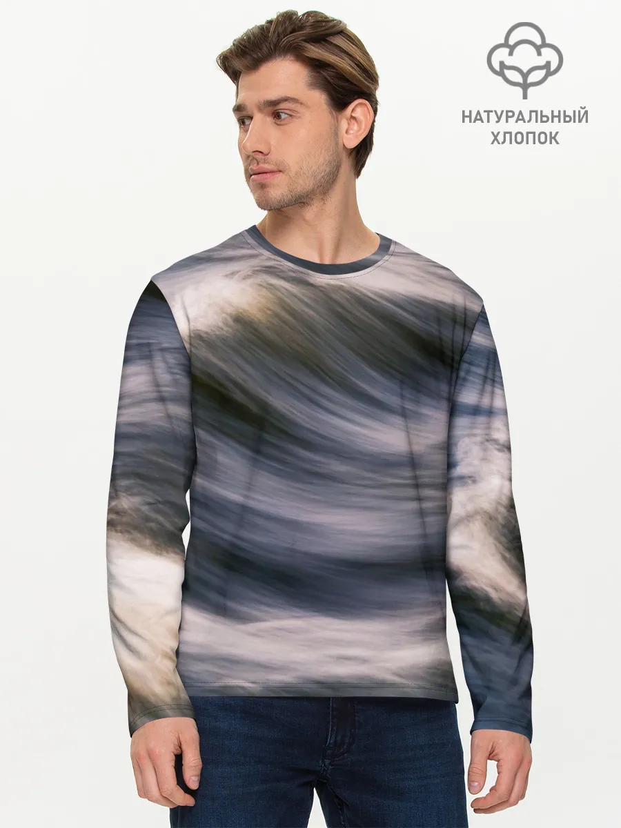 Мужской лонгслив базовый / Море волнуется