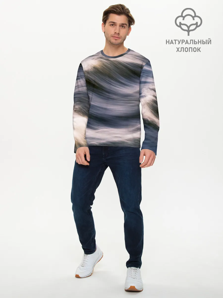 Мужской лонгслив базовый / Море волнуется
