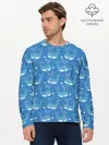 Мужской лонгслив базовый / Киты паттерн