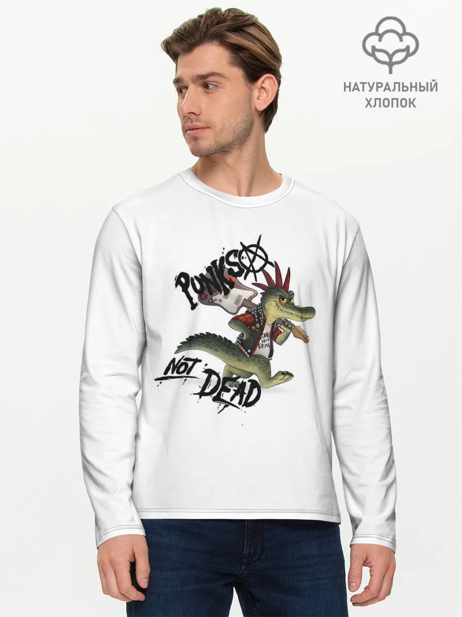 Мужской лонгслив базовый / Крокодил панк