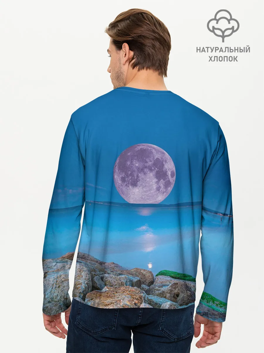 Мужской лонгслив базовый / Лунный пляж