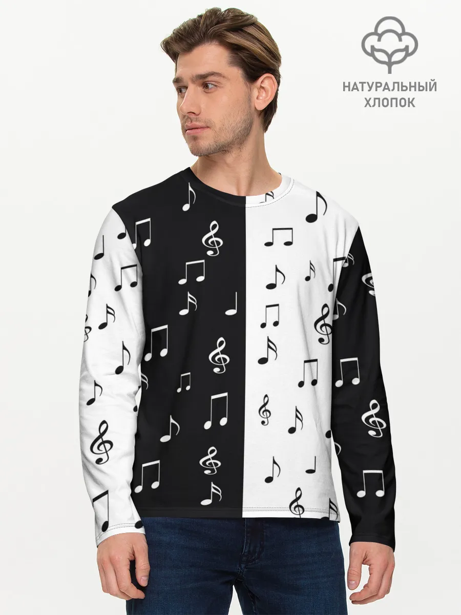 Мужской лонгслив базовый / черное и белое | Black & white