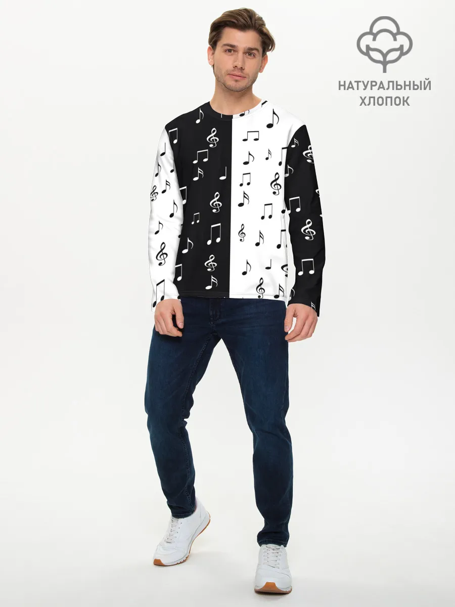 Мужской лонгслив базовый / черное и белое | Black & white