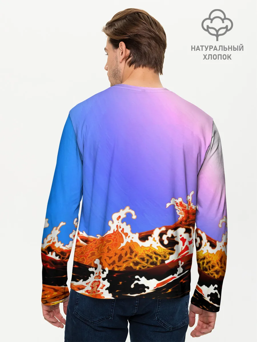 Мужской лонгслив базовый / Осьминог в Лаве | Градиент