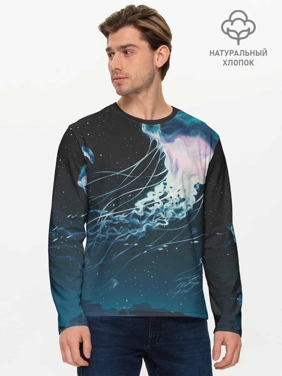 Мужской лонгслив базовый / Рисунок медуза