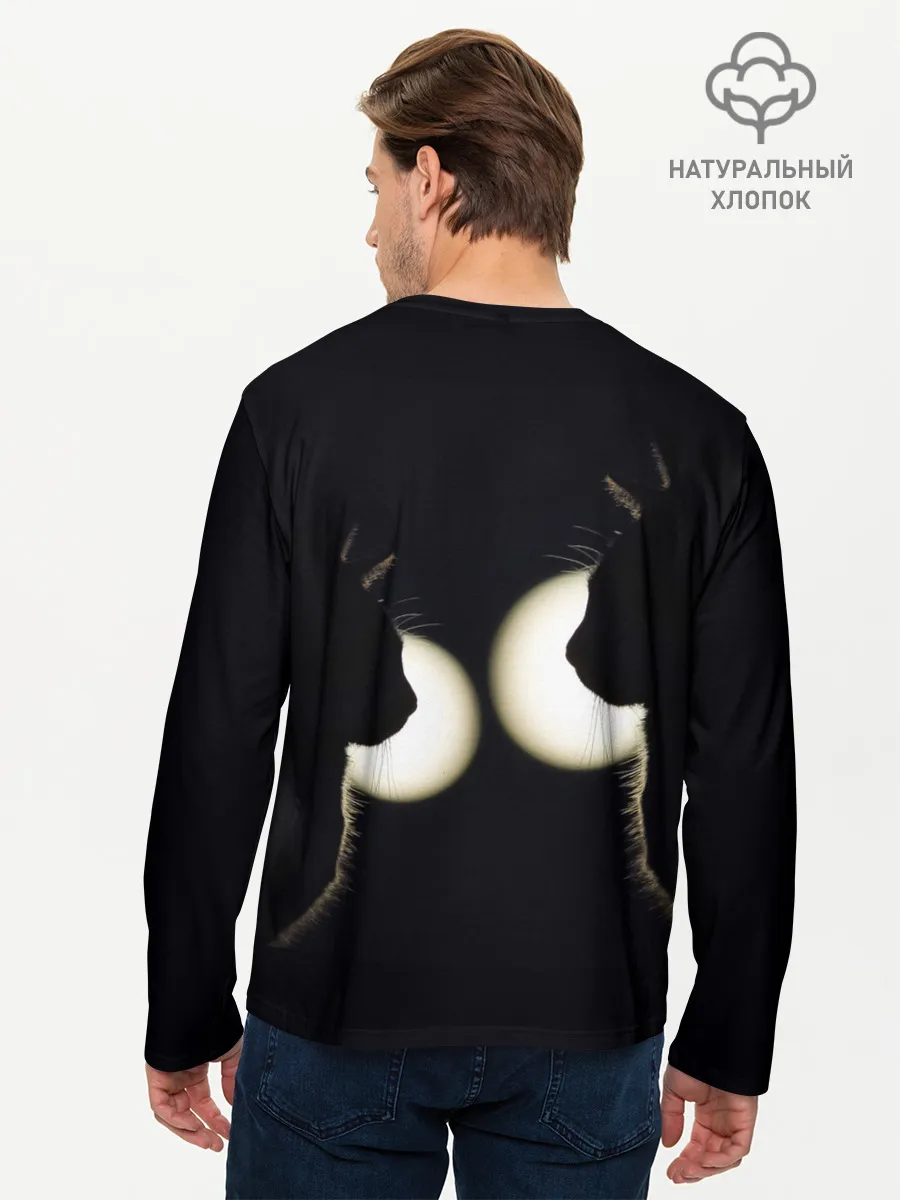 Мужской лонгслив базовый / Пара | Силуэты черных кошек