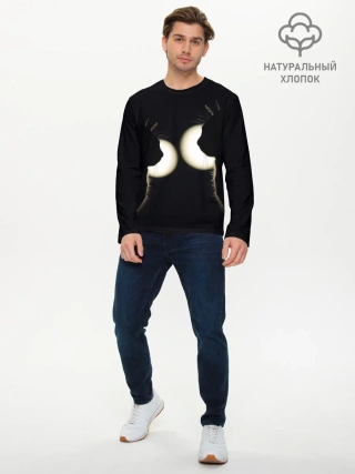 Мужской лонгслив базовый / Пара | Силуэты черных кошек