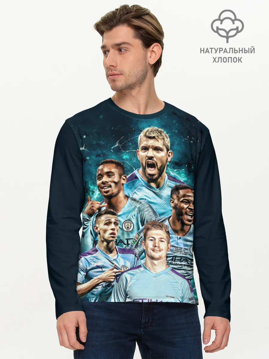 Мужской лонгслив базовый / Манчестер Сити Серхио Агуэро