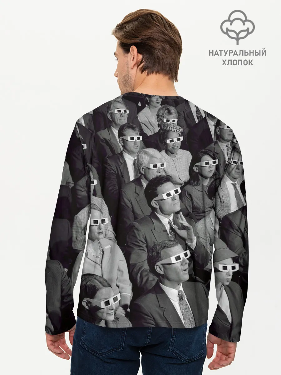 Мужской лонгслив базовый / Люди смотрят фильм в 3d очках