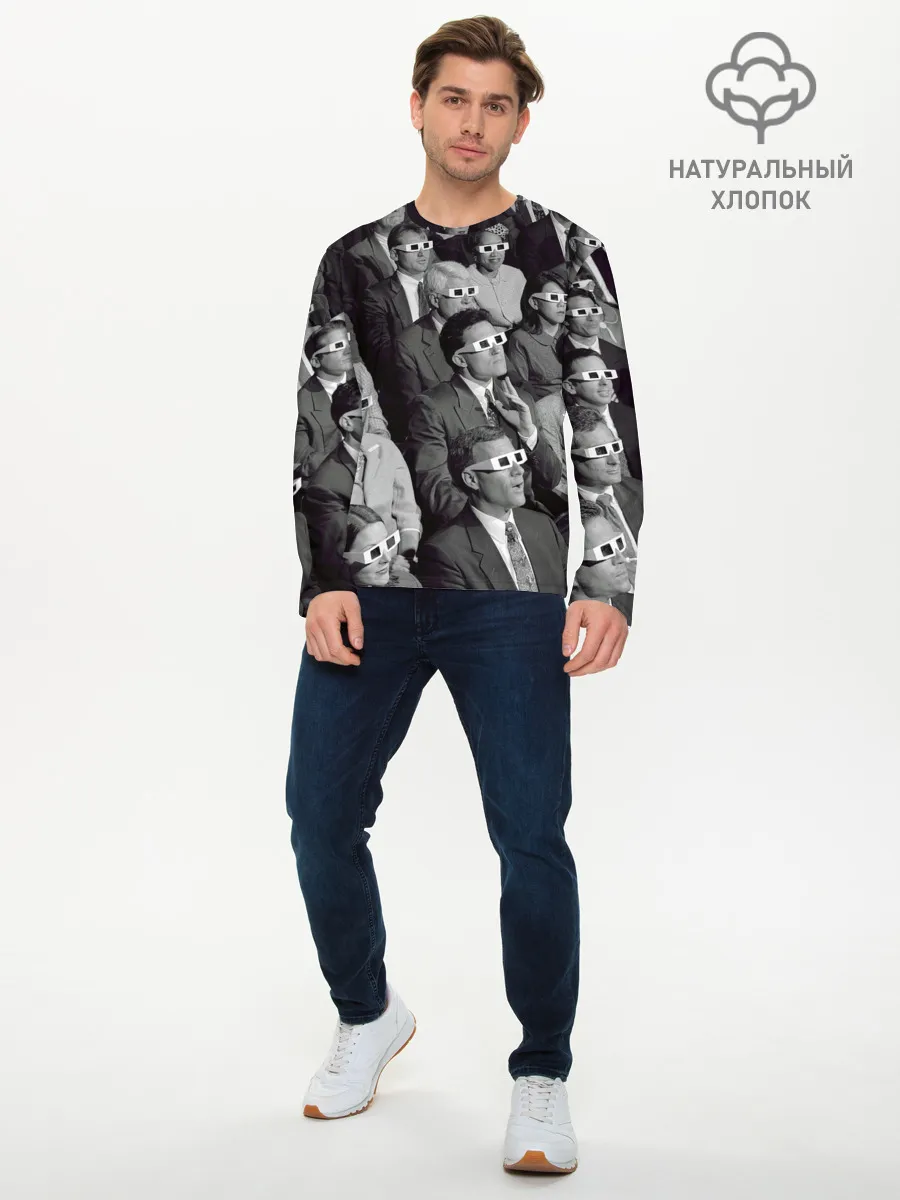 Мужской лонгслив базовый / Люди смотрят фильм в 3d очках