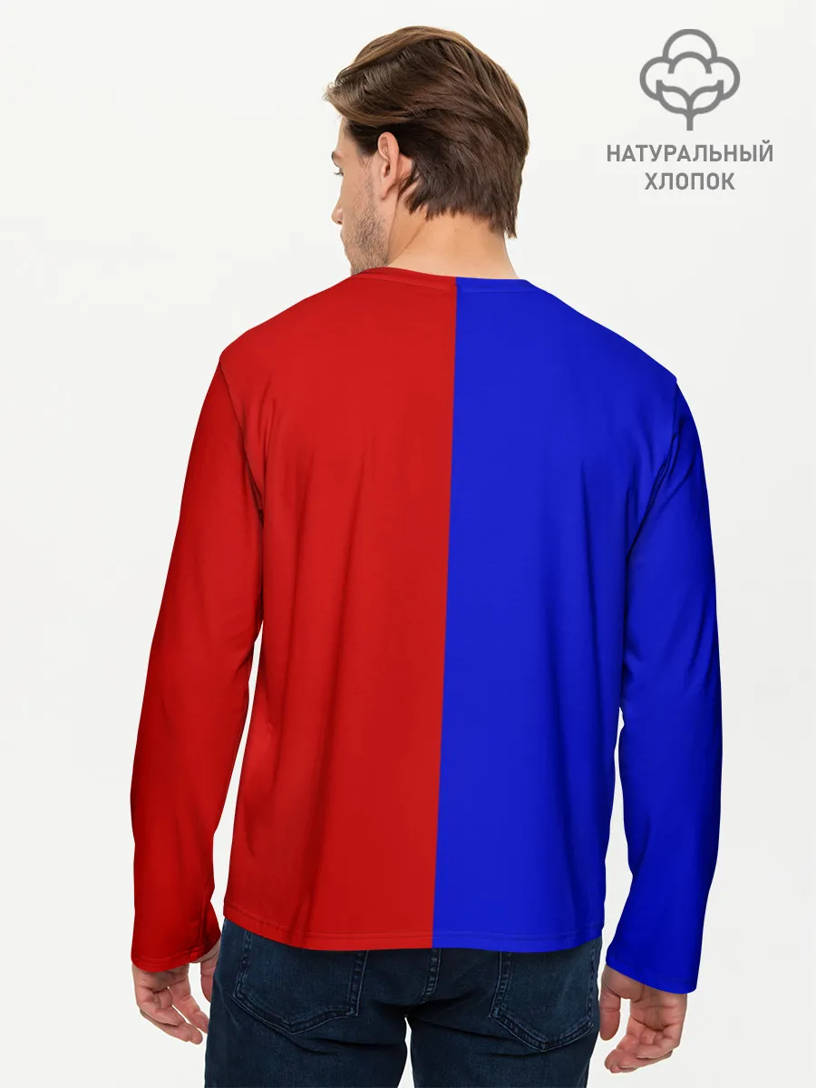 Мужской лонгслив базовый / Красно-синий