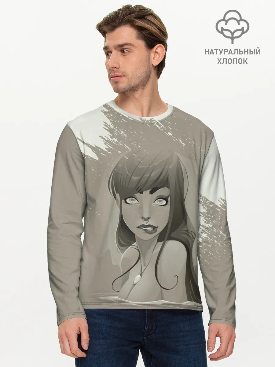 Мужской лонгслив базовый / Красивая русалка | Beautiful mermaid